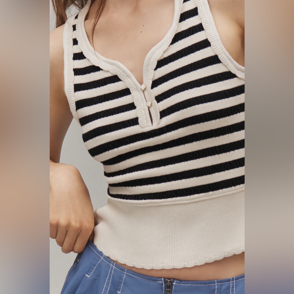 ✨ Anthropologie Textured Crop Tank Sz L